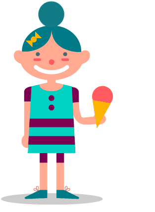 小女孩的冰淇淋掉在地上。